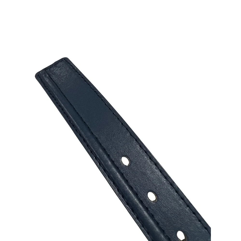 Kids A2023 Belt Kids XL Navy Blue Genuine Leather Silver Buckle Accessory D34